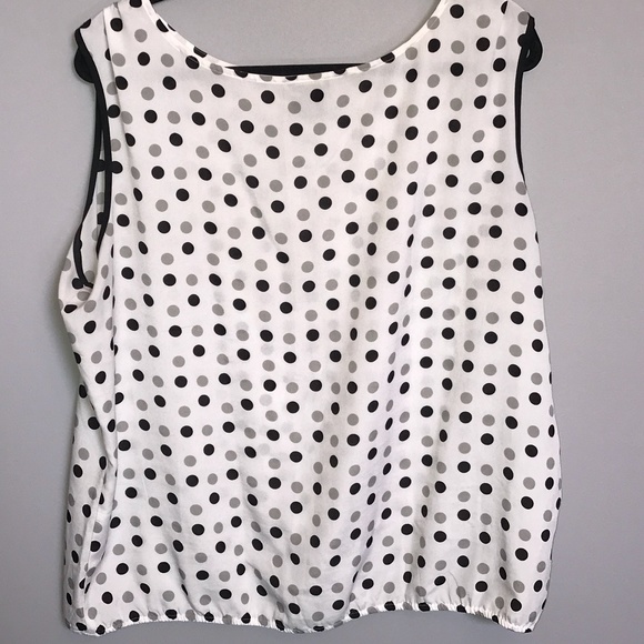 Ann Taylor Sleeveless Top W/Black & Tan Polka Dots - Picture 2 of 4
